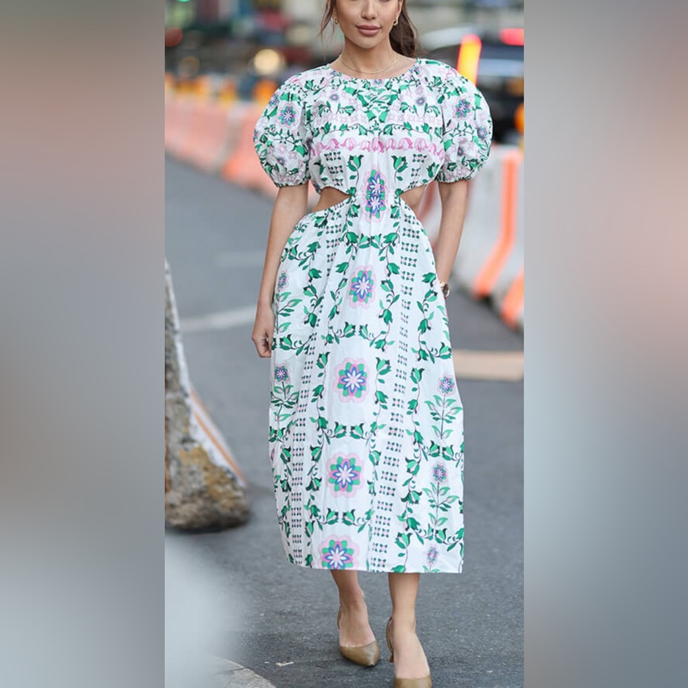 5.  Jessie Zhao Danielle Green Garden Cutout Midi Dress, Size 2